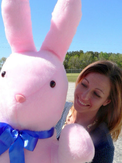 Giant Stuffed Bunny Rabbit 3 and 1/2 feet Tall Pink Color Stuffed Soft