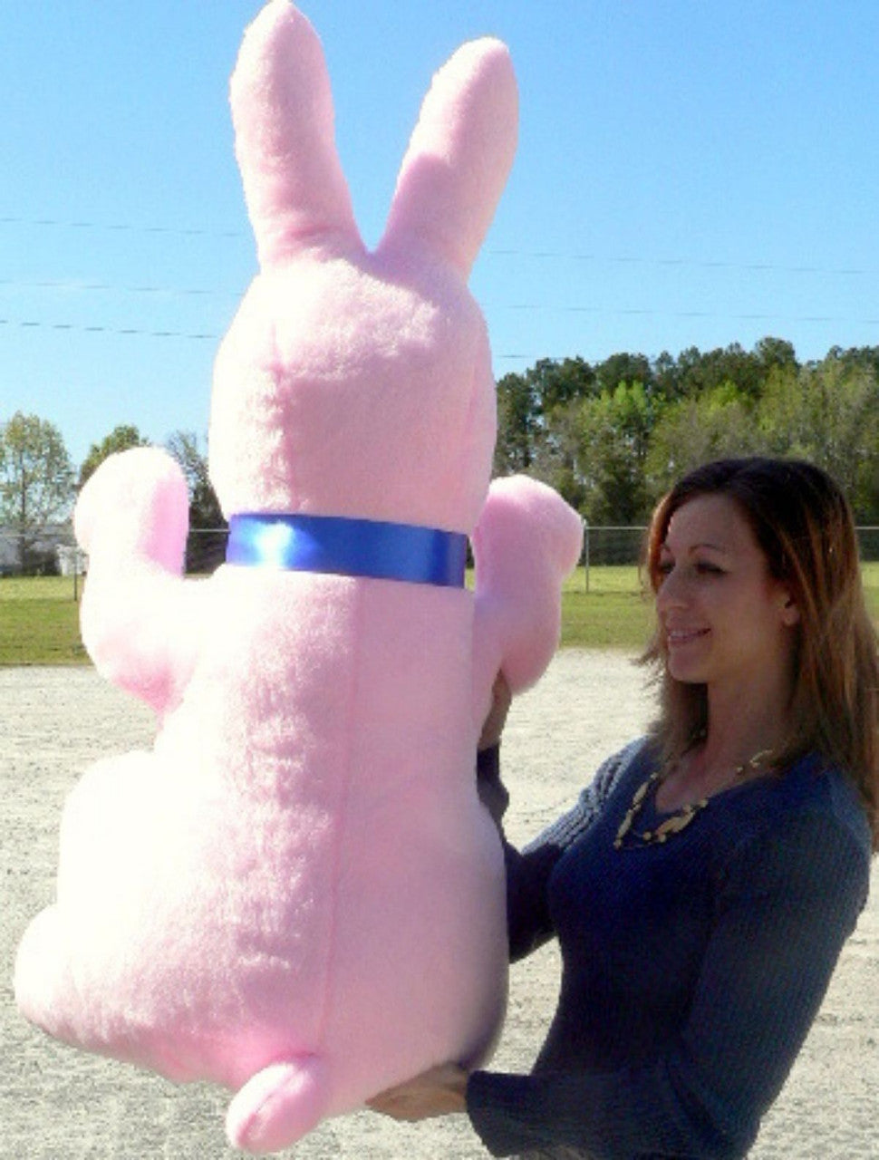 Giant Stuffed Bunny Rabbit 3 and 1/2 feet Tall Pink Color Stuffed Soft