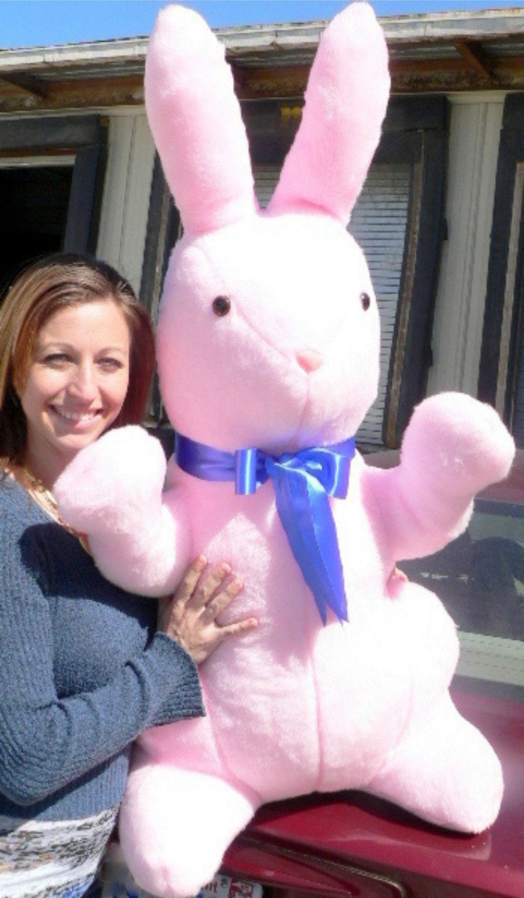 Giant Stuffed Bunny Rabbit 3 and 1/2 feet Tall Pink Color Stuffed Soft