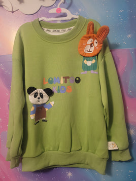 Green 3D Cute Adorable Animals Sweatshirt size 7