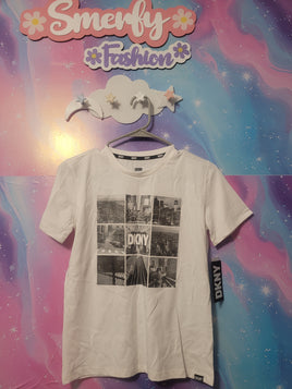 DKNY White Short Sleeve Logo Shirt M 10/12