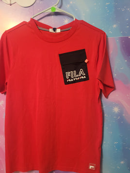 FILA Red Short Sleeve Shirt Front Pocket L