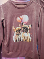 Cute Soft Velvet Dog Couple Two-Piece Outfit Size 14