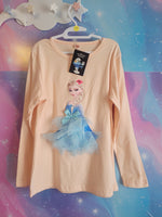 Frozen Peach and White Long Sleeve Cotton Shirt size 7
