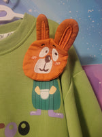 Green 3D Cute Adorable Animals Sweatshirt size 7