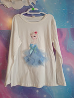 Frozen Peach and White Long Sleeve Cotton Shirt size 7