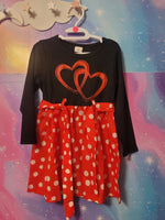 Polka Dot Heart Valentine Black And Red Dress 4