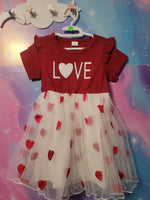 Red and White Love Heart Girls Dress 5