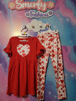 Hearts Short Sleeve Two-Piece Outfit