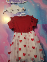 Red and White Love Heart Girls Dress 5