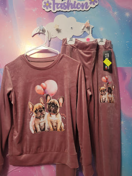 Cute Soft Velvet Dog Couple Two-Piece Outfit Size 14