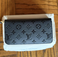 Luxury Embossed Monogram Leather Long Wallet – Fold Over – Black incudes Box