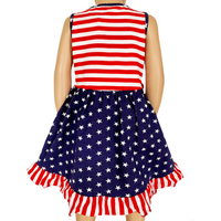 AnnLoren Girls 4th of July Stars & Striped Heart Dress Red White &