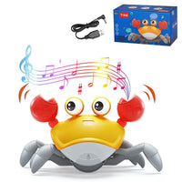 Cute Sensing Crawling Crab Baby Toys Interactive Walking Dancing with Music Automatically Avoid Obstacles Toys for Kids Toddler