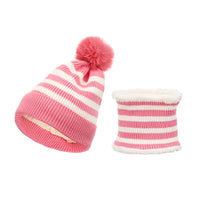 2pcs Warm Striped Hat & Scarf Suit