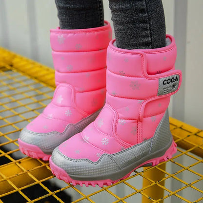 Pink and Black snowflake winter boots