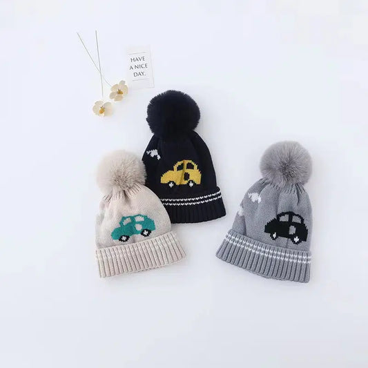 Boys Car Pattern Knitted Hat