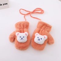 Cute Velvet Warm Bear Gloves Can Hang Over Neck