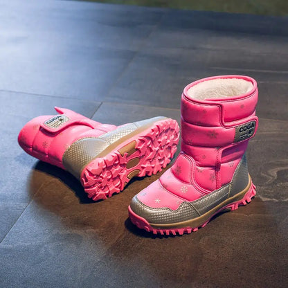 Pink and Black snowflake winter boots