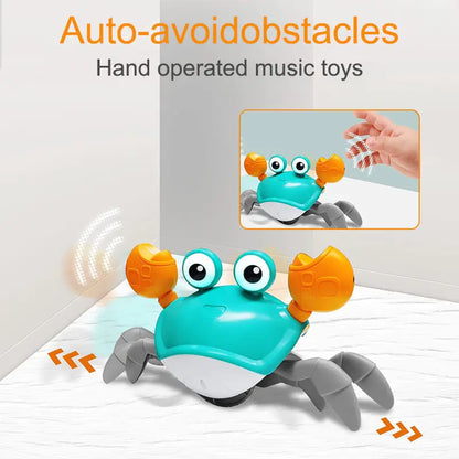 Cute Sensing Crawling Crab Baby Toys Interactive Walking Dancing with Music Automatically Avoid Obstacles Toys for Kids Toddler